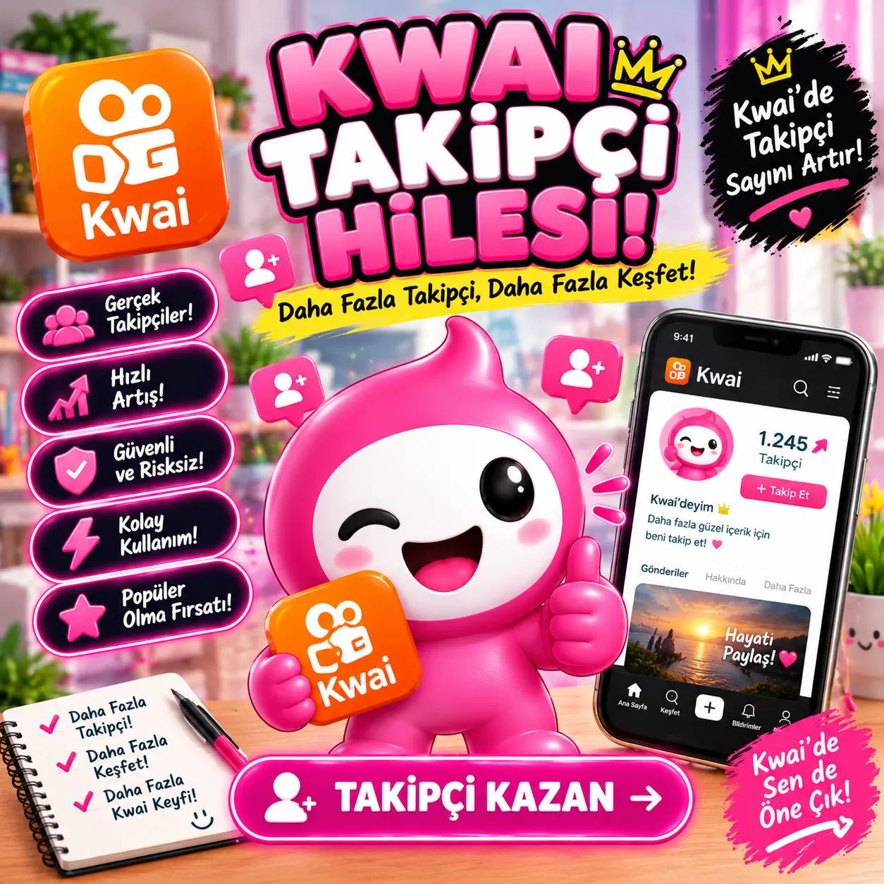 Kwai Ücretsiz Takipçi Hilesi