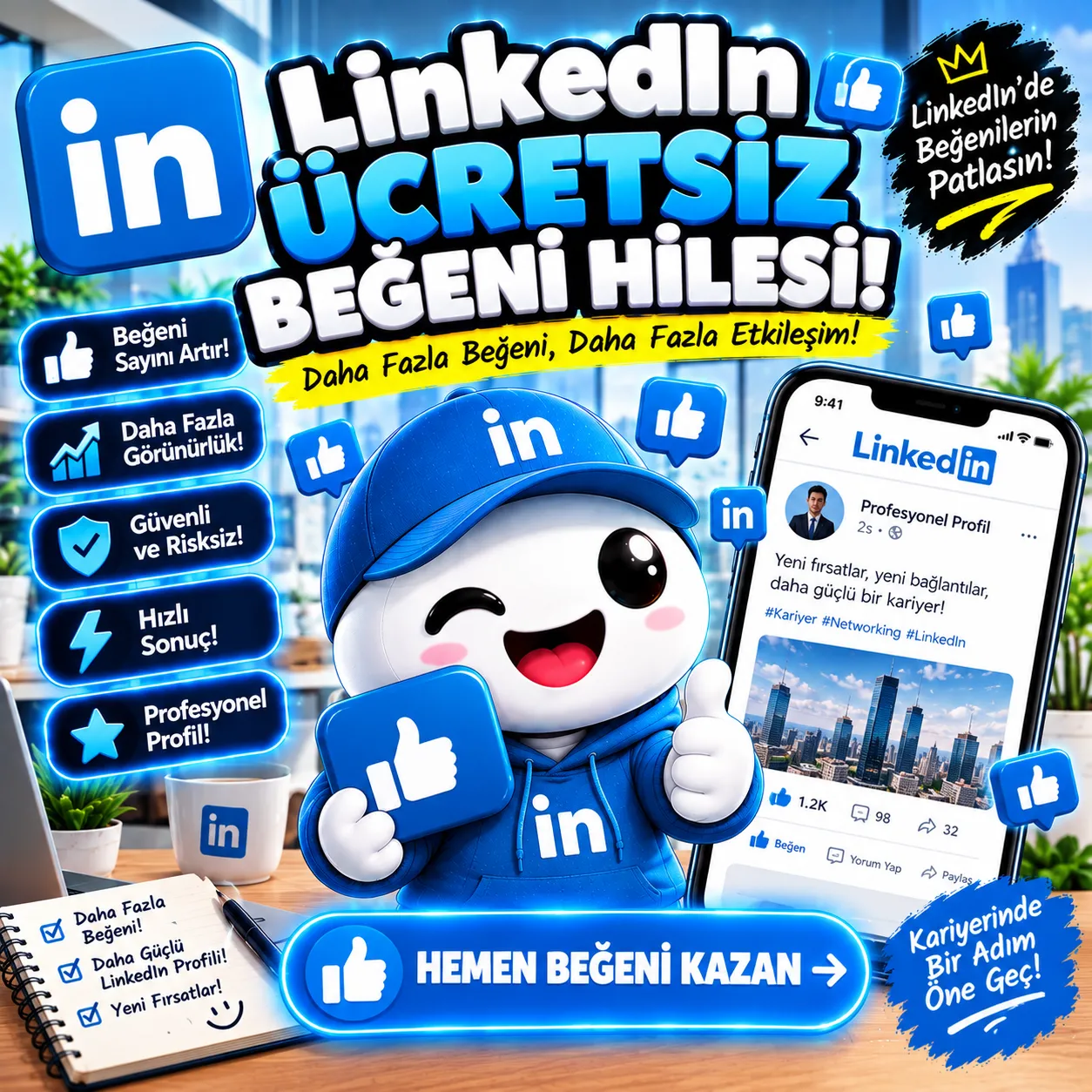 LinkedIn Ücretsiz Beğeni Hilesi