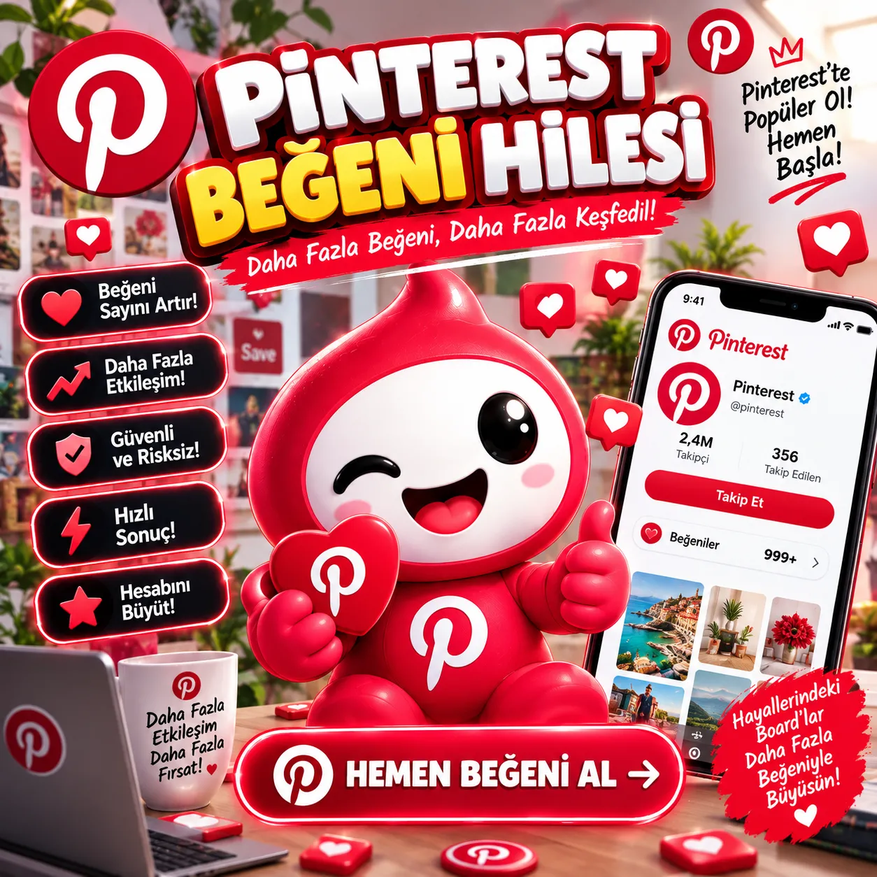 Pinterest Ücretsiz Beğeni