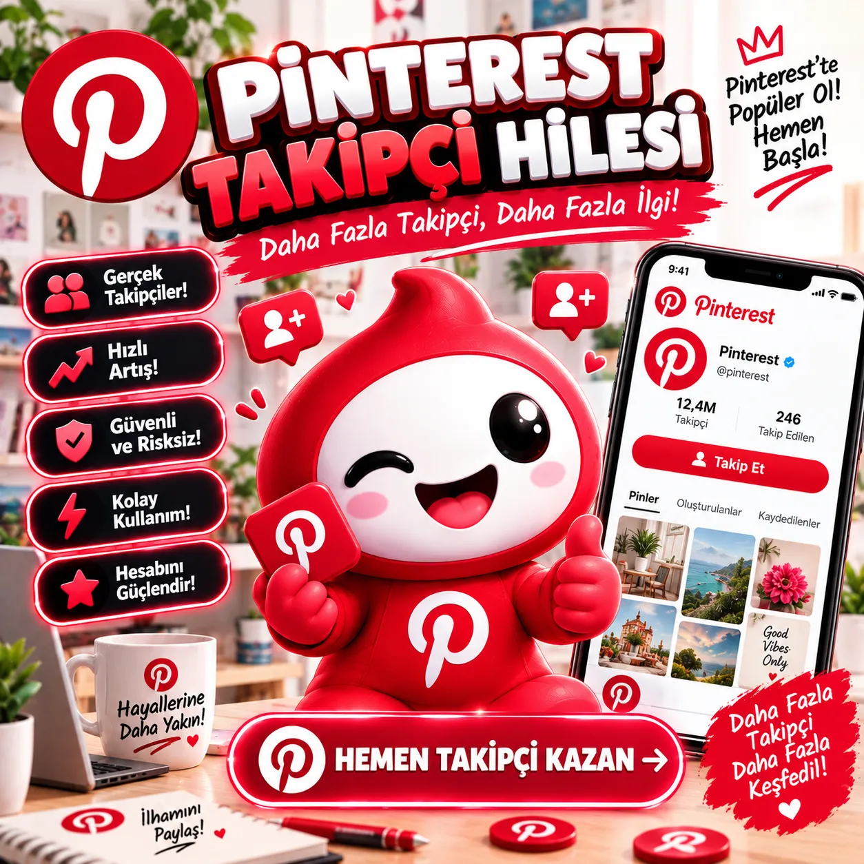 Pinterest Ücretsiz Takipçi